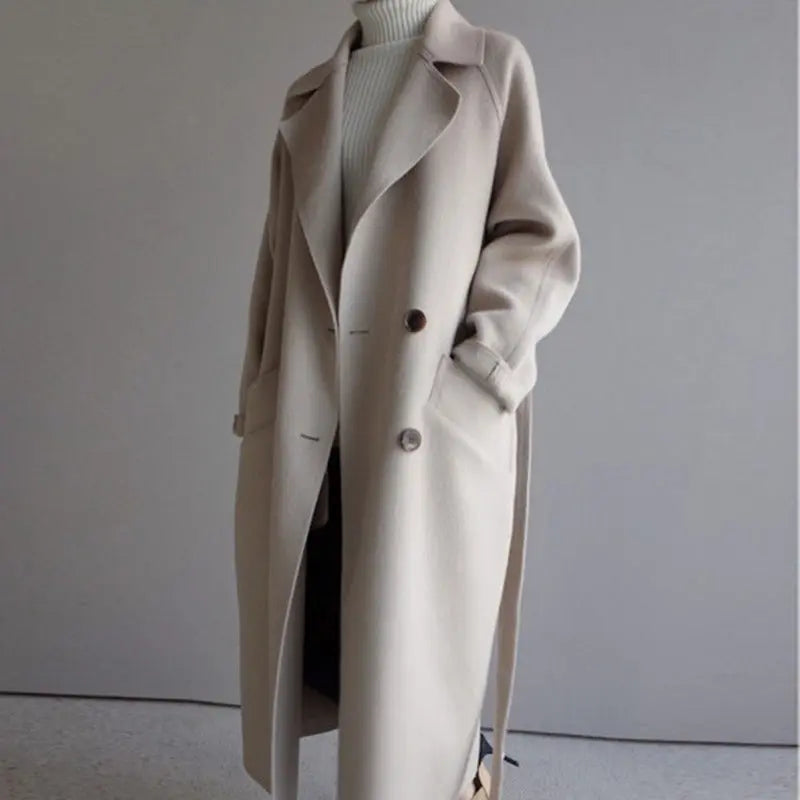 Street-wave Long Wool Coat For Women Elegant Warmth Soft Touch Premium Quality For Cold Weather