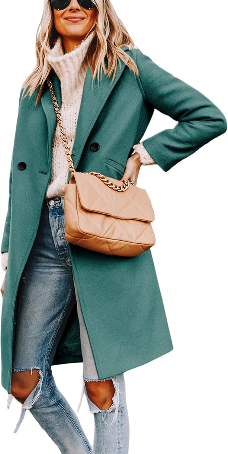 Streetwave Wool Blend Winter Coat For Women With Lapel Collar And Knee Length Classic Street Style