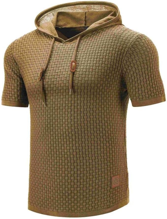 Street Wave Manor Short Sleeve Hooded Pullover For Men With Modern Mesh Knit And Soft Lining
