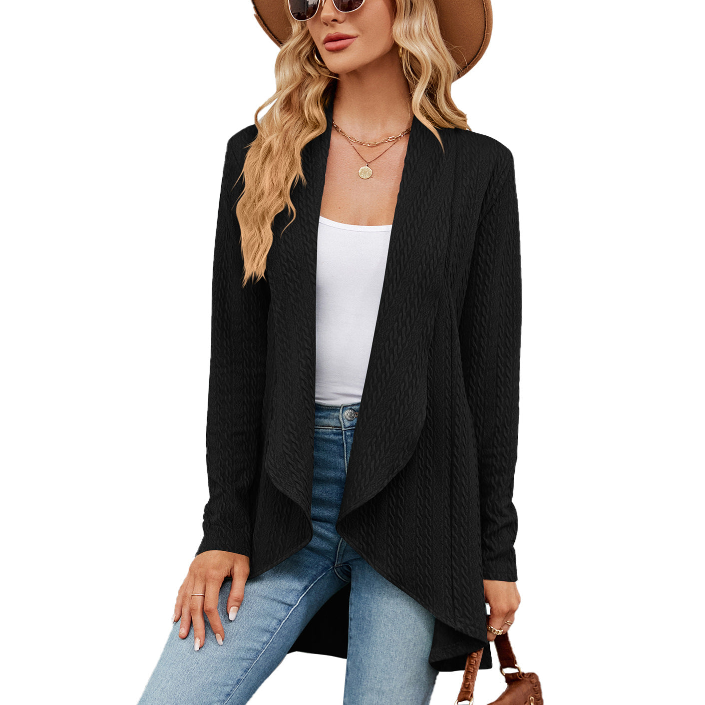 Streetwave Women's Waterfall Open Front Cardigan Knit Layer For Effortless Chic All Day Comfort
