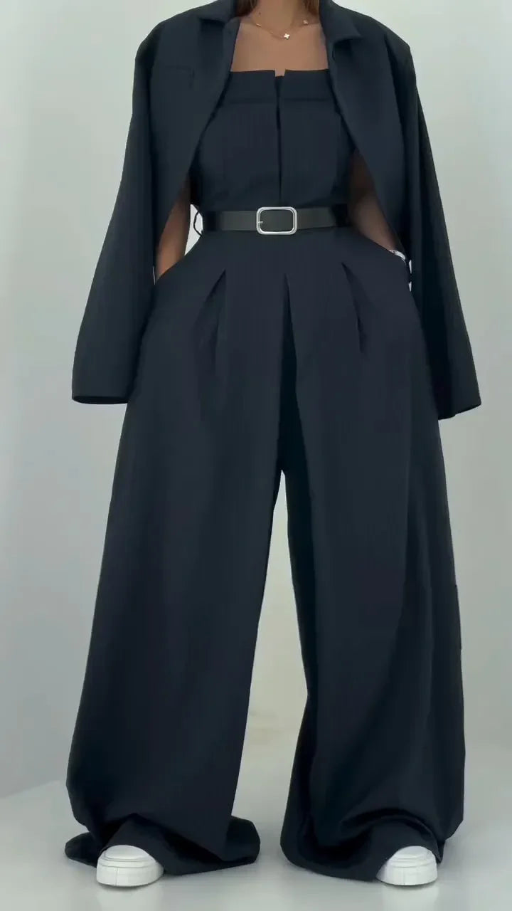 Street-Wave Celeste Lightweight Women's Blazer Set - Versatile Two-Piece For Work To Weekend