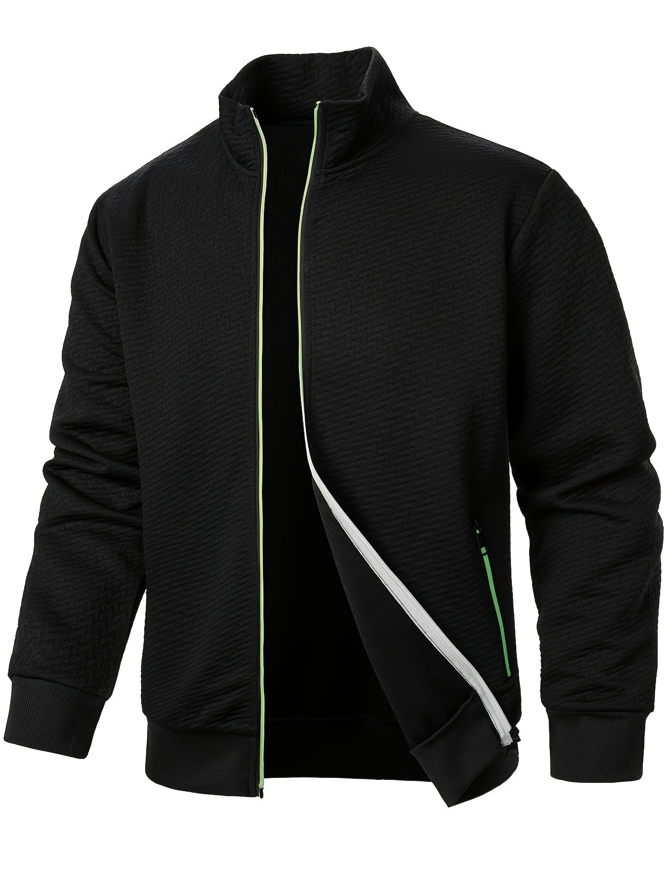 Street-wave Lightweight Textured Jacket For Men Polyester Comfort And Style Everyday Essential