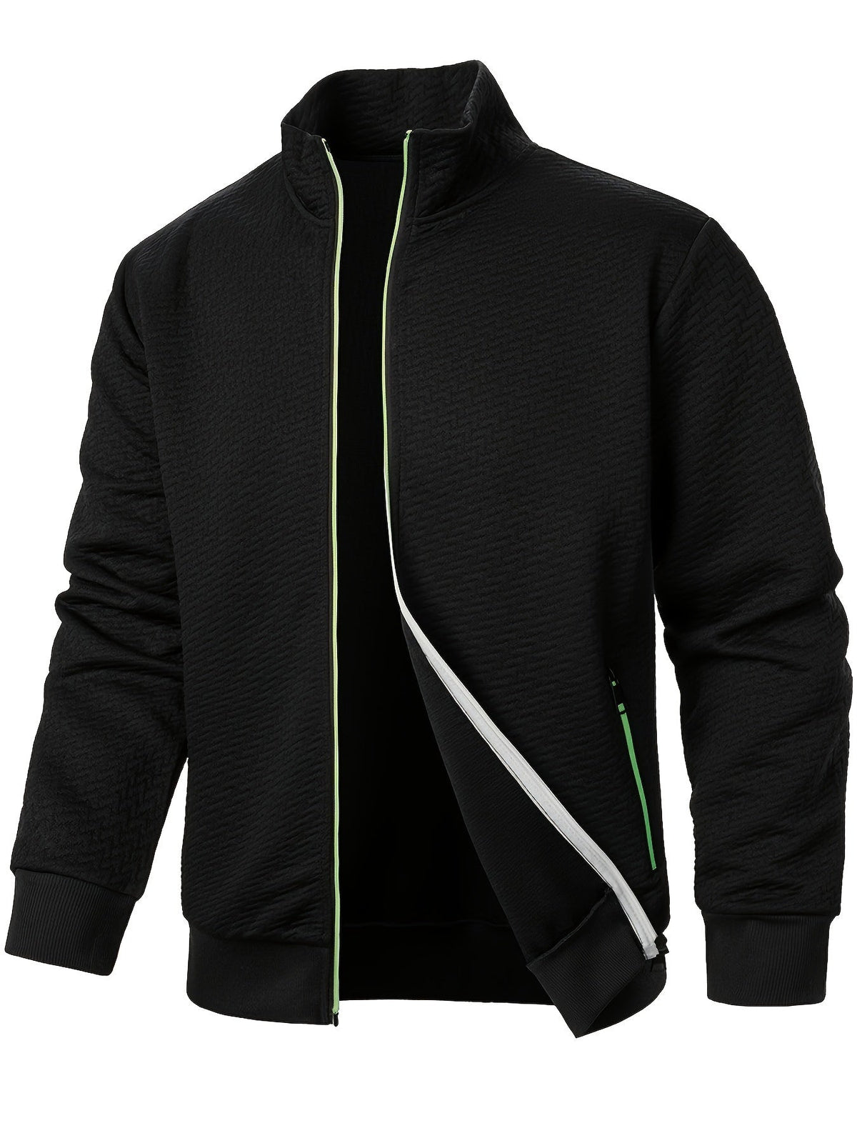 Street-wave Lightweight Textured Jacket For Men Polyester Comfort And Style Everyday Essential