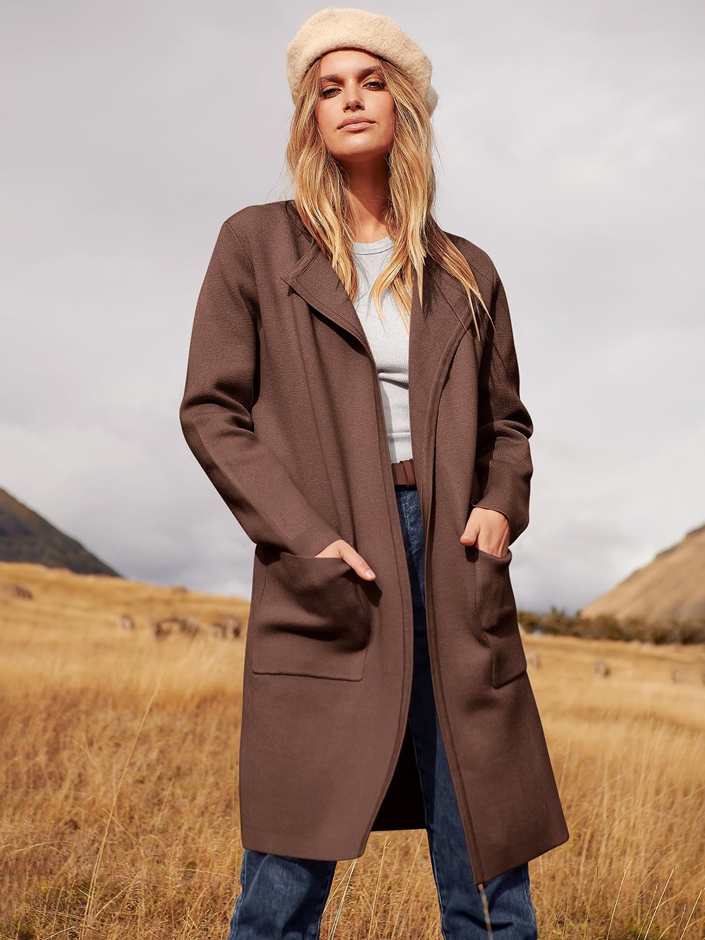 Street Wave Camel Lapel Jacket For Women Versatile Everyday Coat With Large Pockets