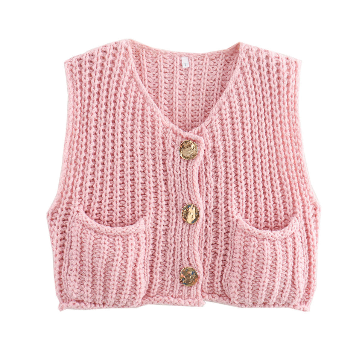 Street Wave Knit Cardigan For Women Textured Lightweight Knit With Pockets And Gold Button Detail Chic Cozy