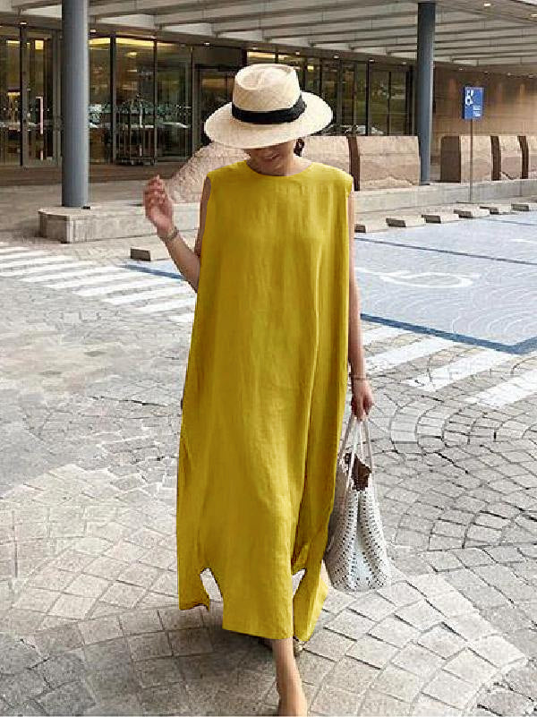 Bohemian Linen Dress Breathable One Size Street-Wave Women