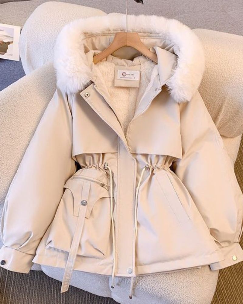 Street-Wave Women's Luxe Faux Fur Coat With Plush Collar For Elegant Cold-Weather Winter