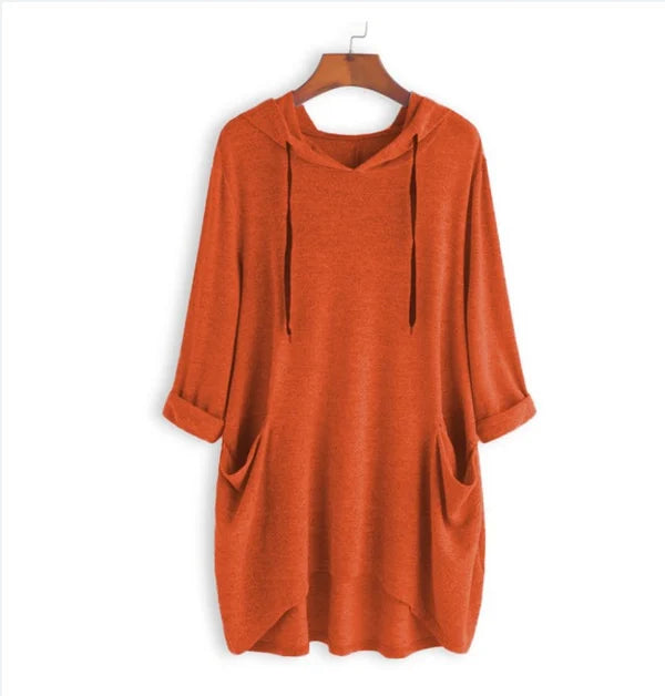 Pocketed Pullover Signe by Street Wave Ultra Soft Tunic Hoodie with Front Pockets for Women