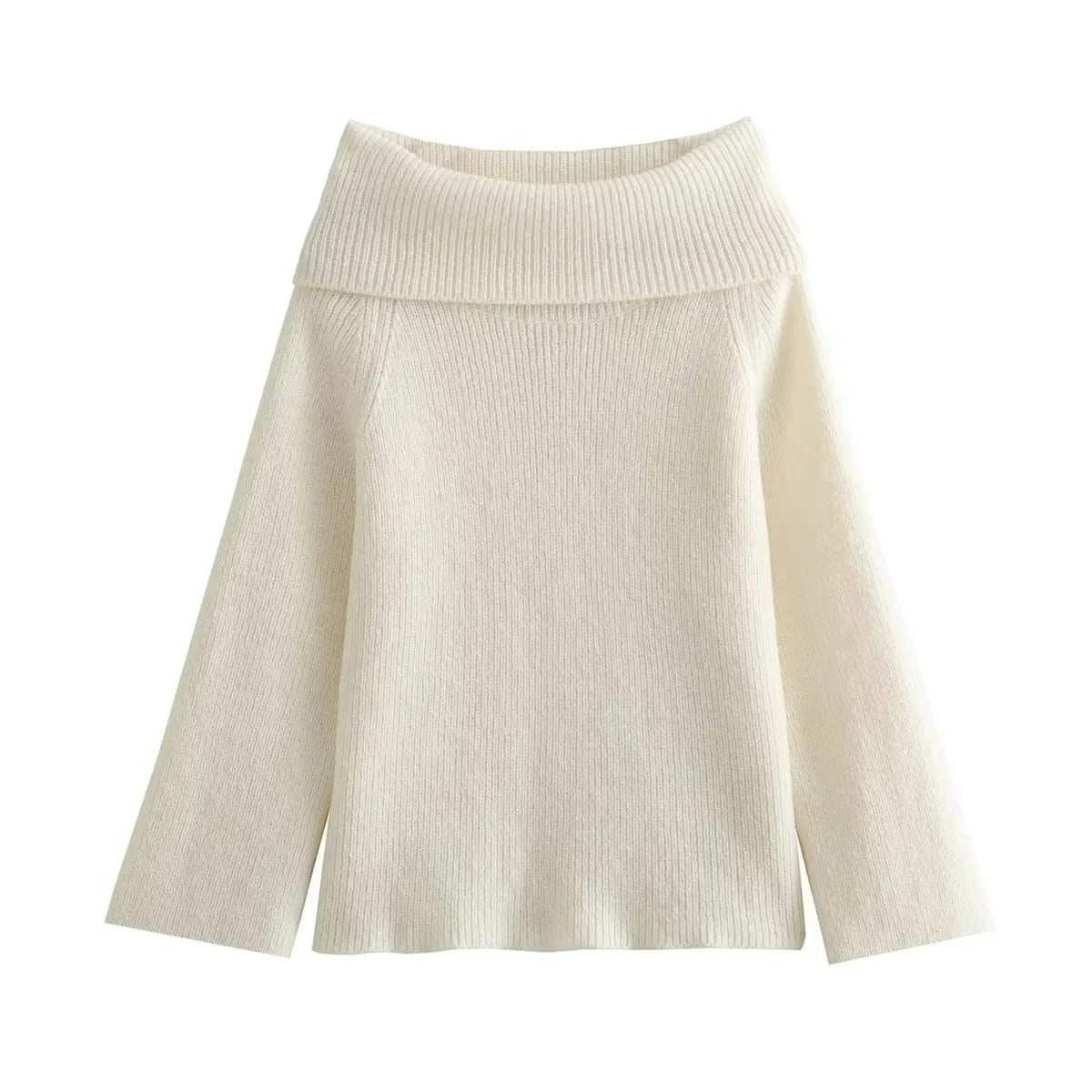 Street-wave Off-Shoulder Knit Sweater For Women Cozy Oversized Pullover With Soft Warmth And Elegant Comfort
