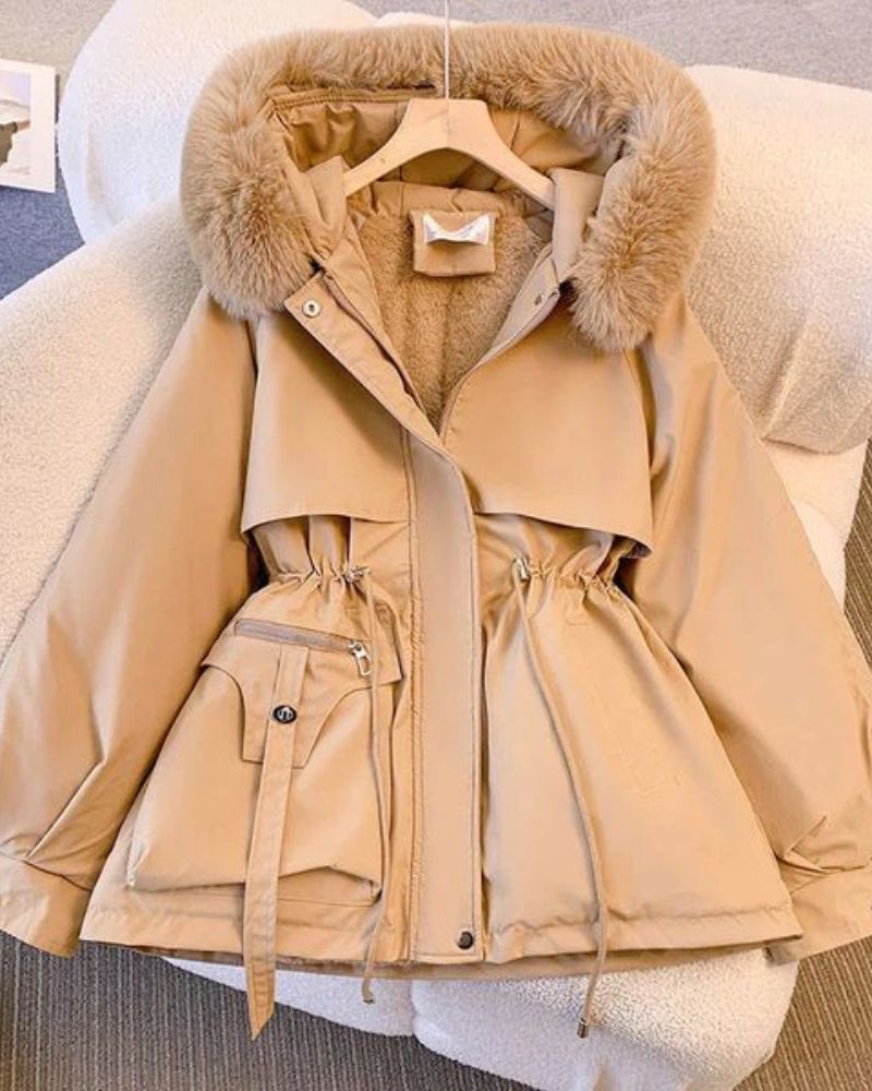 Street-Wave Women's Luxe Faux Fur Coat With Plush Collar For Elegant Cold-Weather Winter