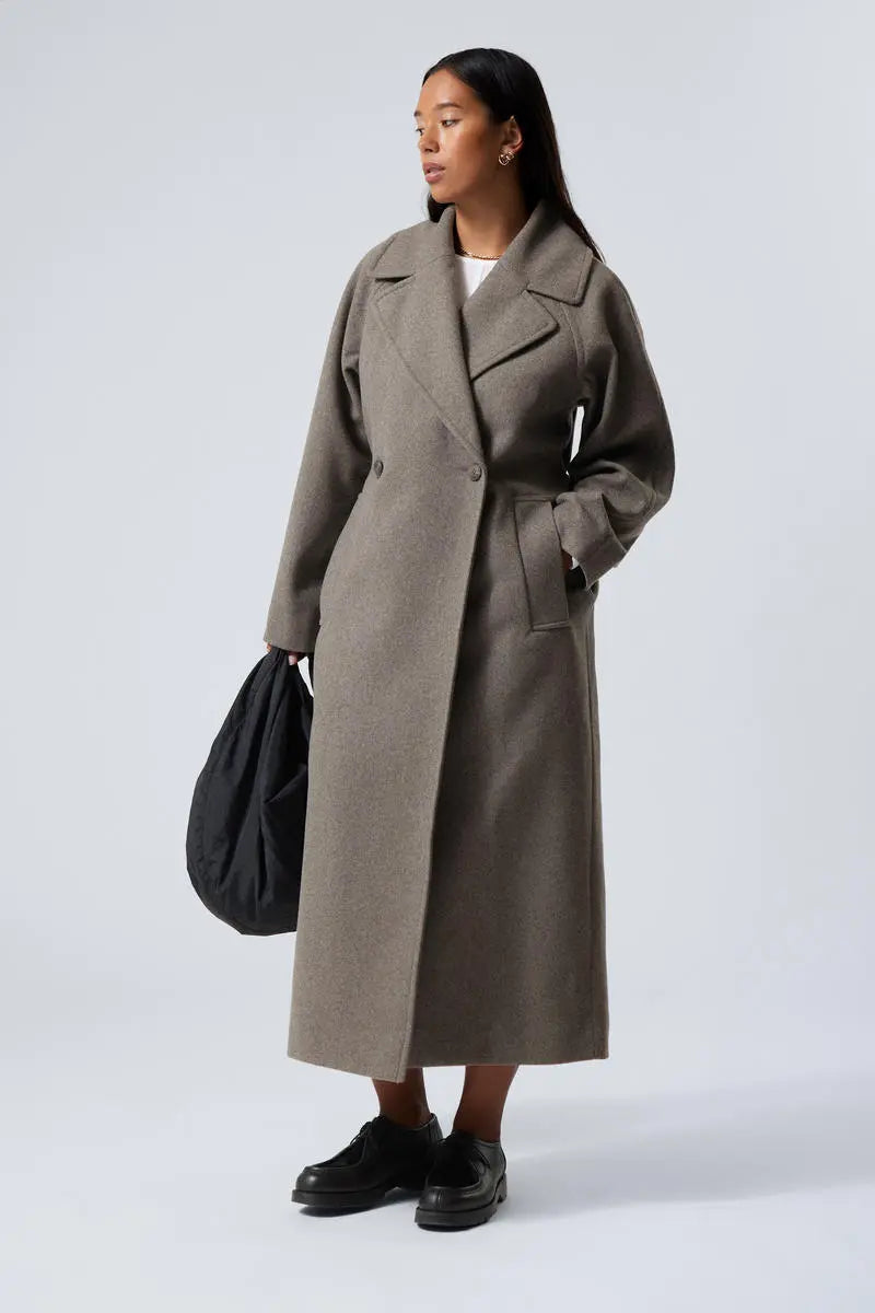 Streetwave Oversize Long Wool Coat With Belt For Women Cozy Warmth And Modern Style Essentials