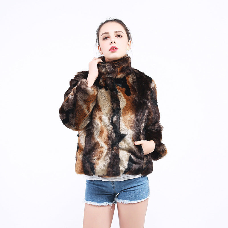 Street-Wave Women Faux Fur Coat With High Collar Luxurious Warmth Chic Winter Style