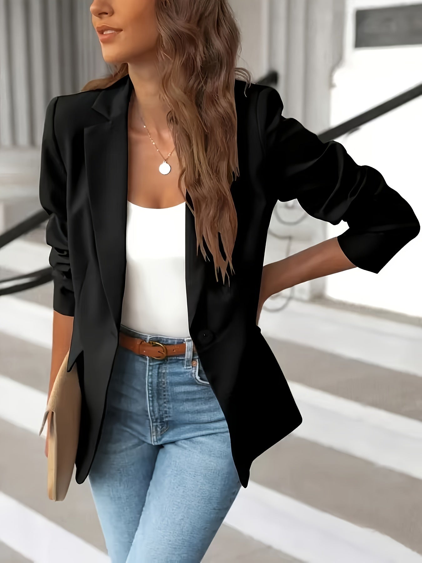Street-Wave Bella Women's Office Blazer Single Button Sleek Effortless For Work