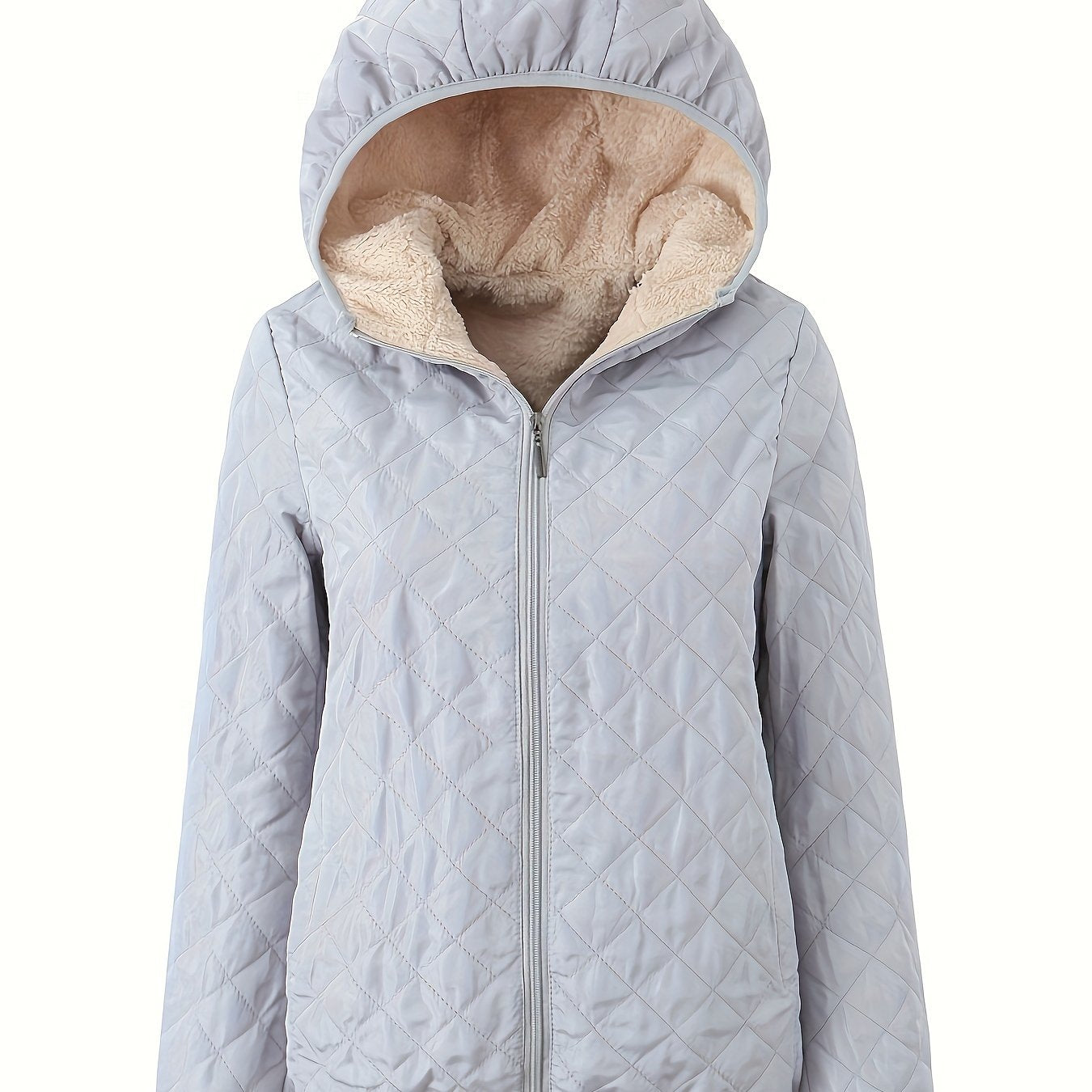 Street-wave Quilted Hooded Jacket for Women with Cozy Fleece Lining for Warmth and Everyday Chic