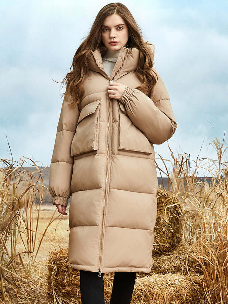 Street-Wave Womens Long Winter Puffer Jacket With Hood Warm Insulated Coat For Cold Weather