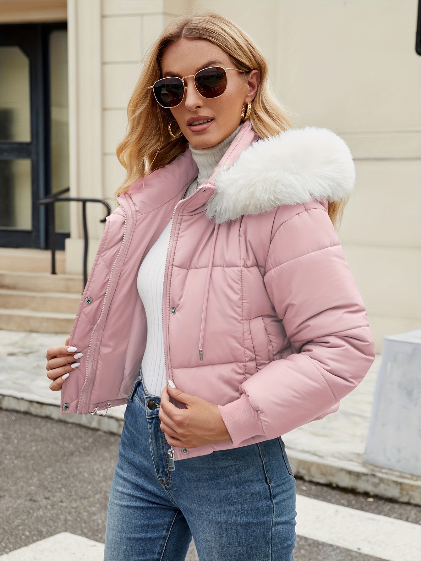 Streetwave Womens Winter Puffer Jacket With Fur Hood For Cold Weather Warmth And Chic Style