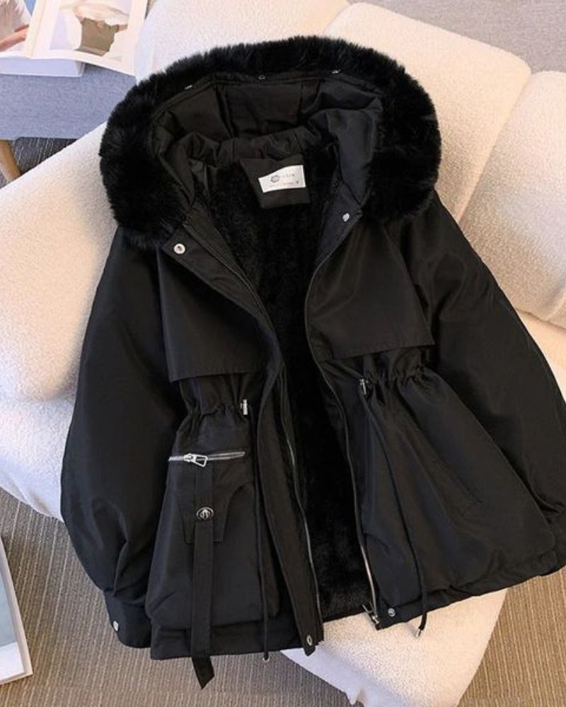 Street-Wave Women's Luxe Faux Fur Coat With Plush Collar For Elegant Cold-Weather Winter