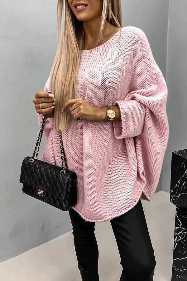 Street-Wave Women's Fine Wool Knit Sweater Cozy Oversized Pullover for Effortless Style