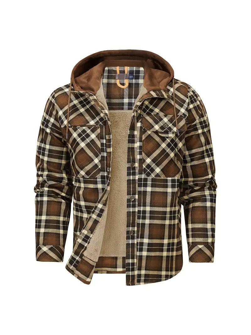 Wyatt Hooded Plaid Jacket Street Wave Cozy Fleece Lining Unisex Outdoor