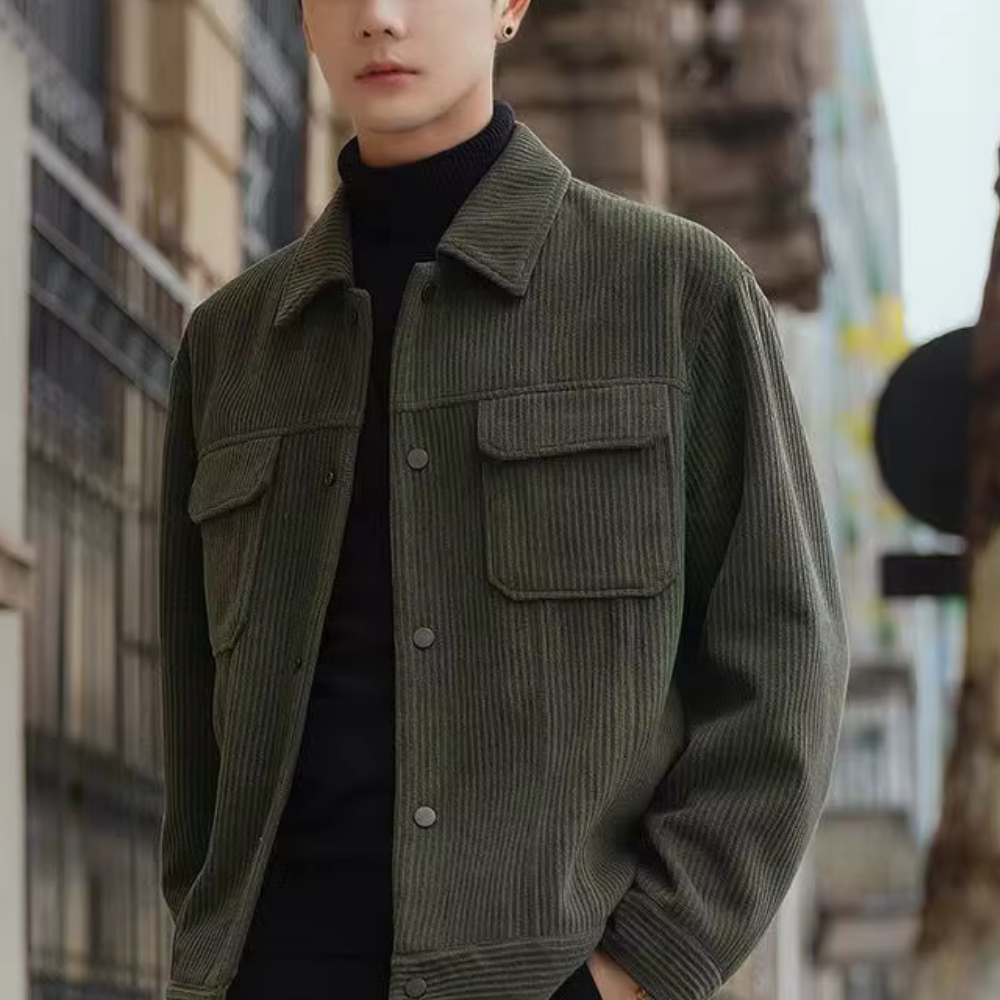 Street-wave Corduroy Jacket For Men - Classic Urban Style, Retro Structure, Transitional Outerwear