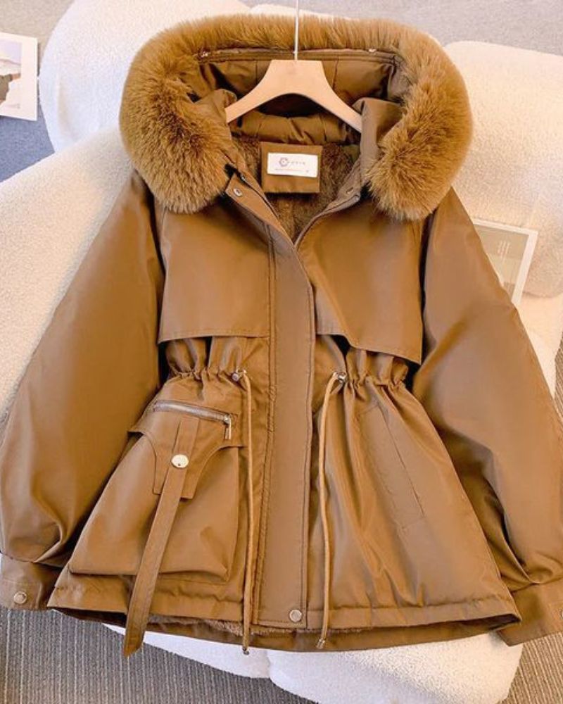 Street-Wave Women's Luxe Faux Fur Coat With Plush Collar For Elegant Cold-Weather Winter