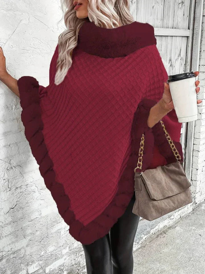 Mabel Elegant Pullover Streetwave For Women Ultra Soft Warm Poncho Sweater For Fall Winter Formal And Everyday