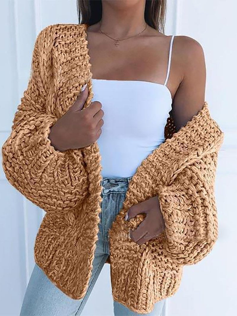 Street Wave Chunky Knit Cardigan Soft Warm Comfort For Women Cozy Everyday Wear Essential