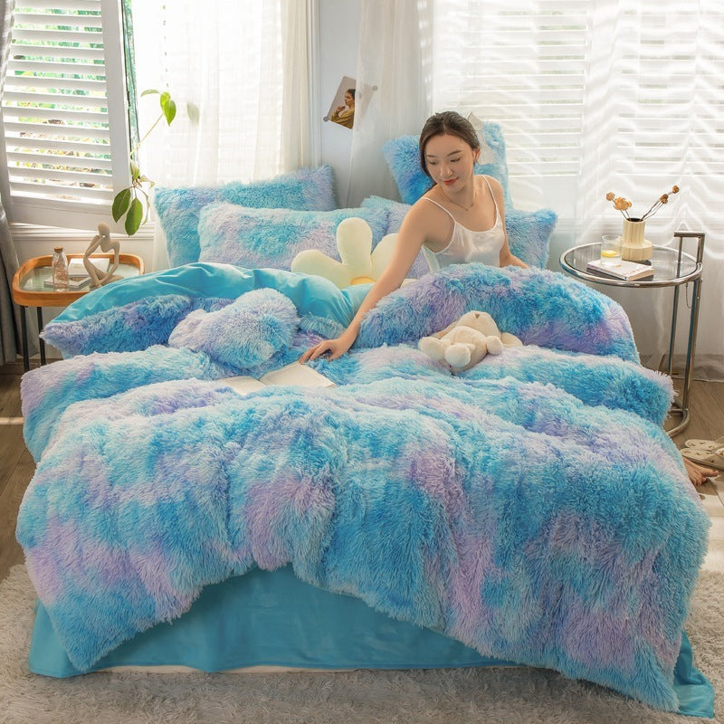 Fluffy Faux Fur Duvet Cover Set With Plush Texture