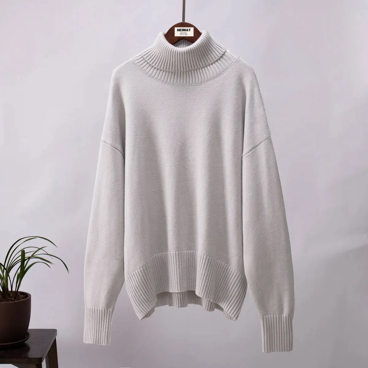 Street-wave Womens Oversized Turtleneck Knit Sweater For Cozy Everyday Comfort And Style