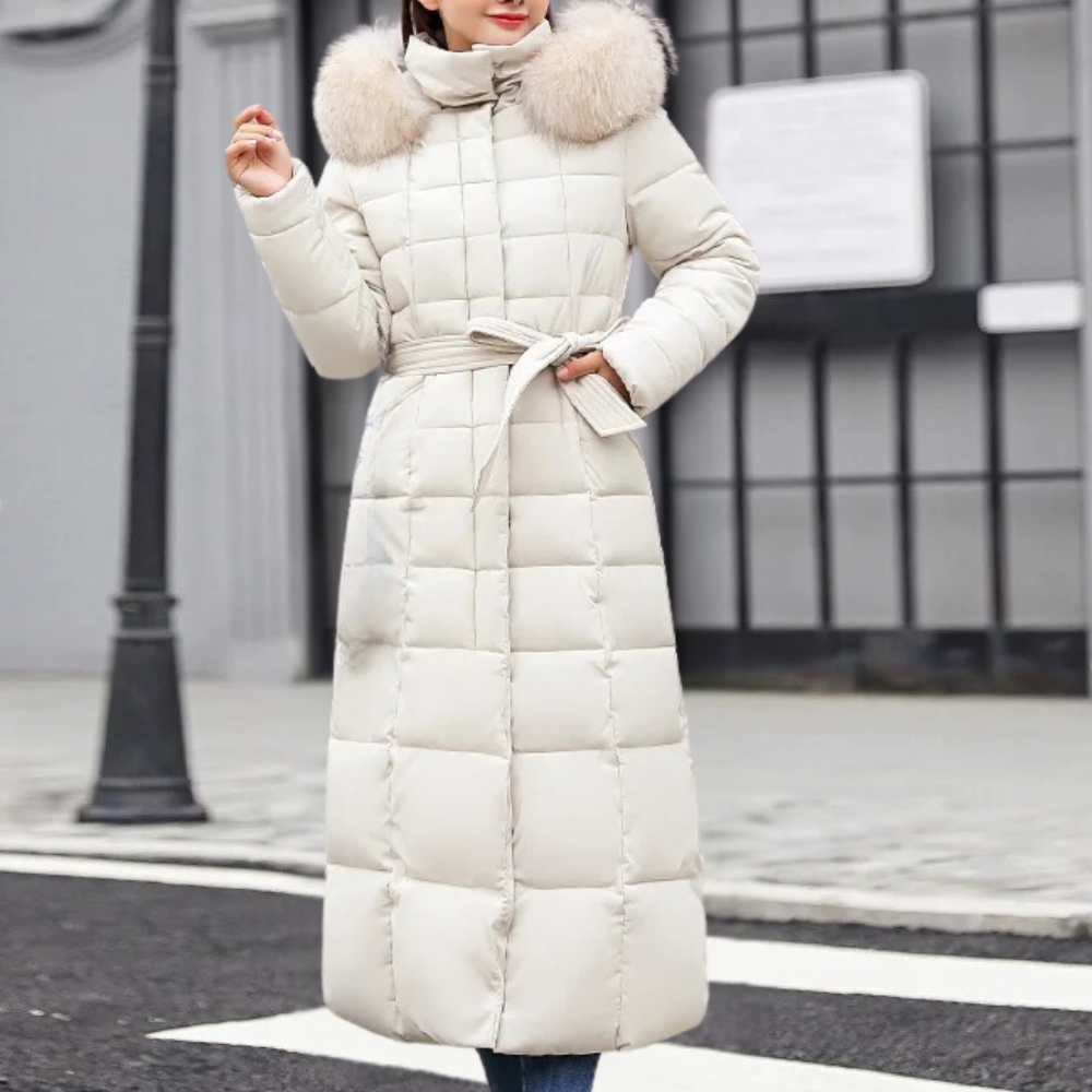 Street-Wave Quilted Puffer Coat With Faux Fur Hood For Stylish Women Luxurious Winter Outerwear