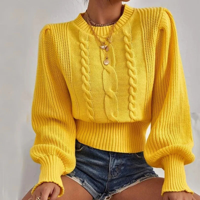 Street-Wave Cable Knit Pullover With Chain Detail For Women Soft Cozy Stylish Everyday Sweater