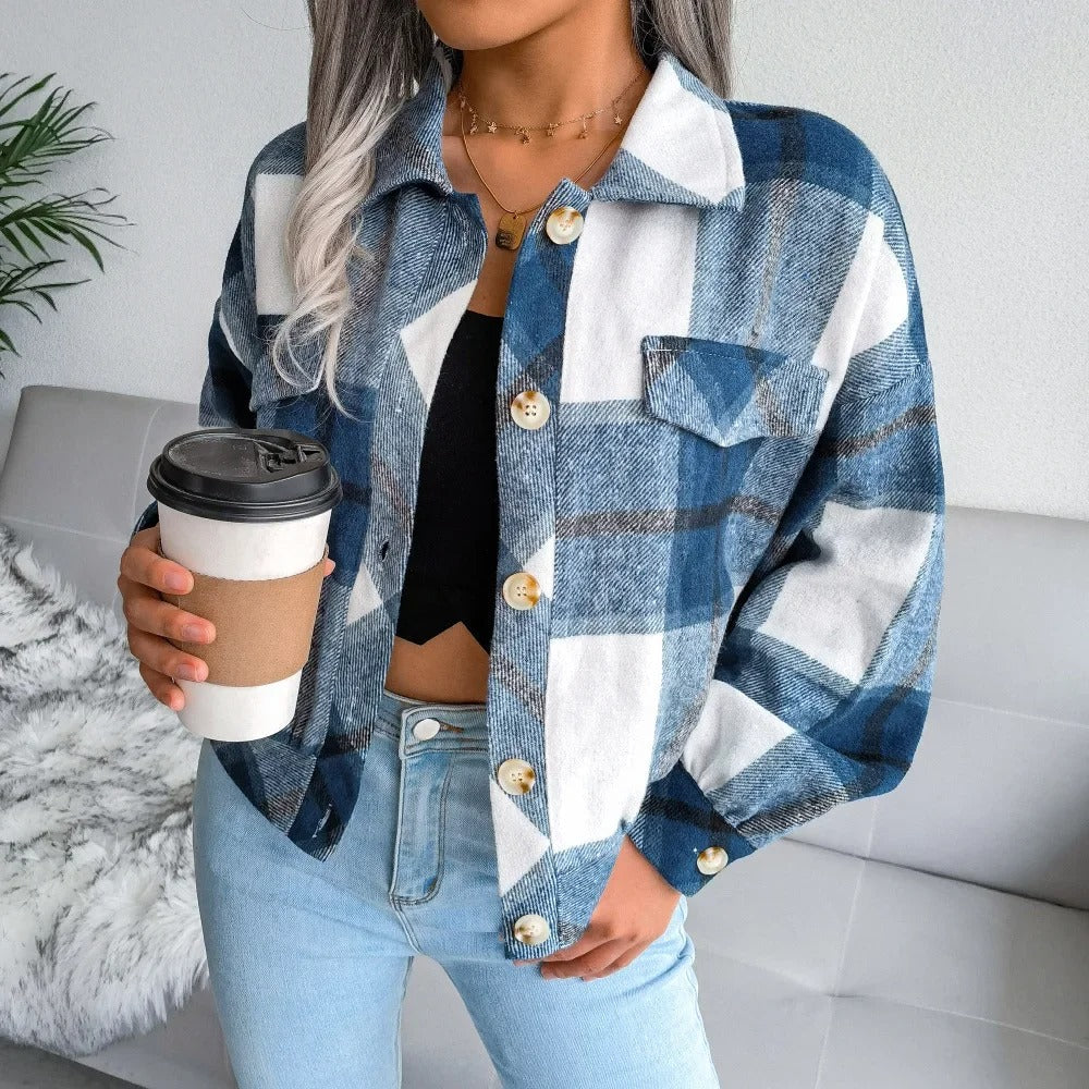 Street-Wave Plaid Jacket For Women - Chic Lightweight Outerwear, Comfortable And Versatile