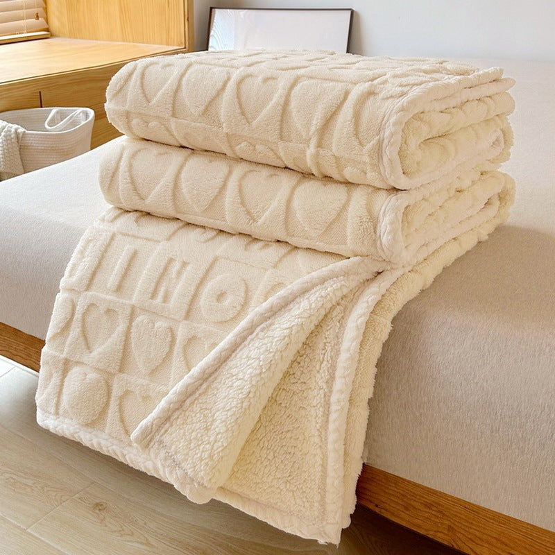 Embossed Sherpa Blanket With Plush Reversible Design