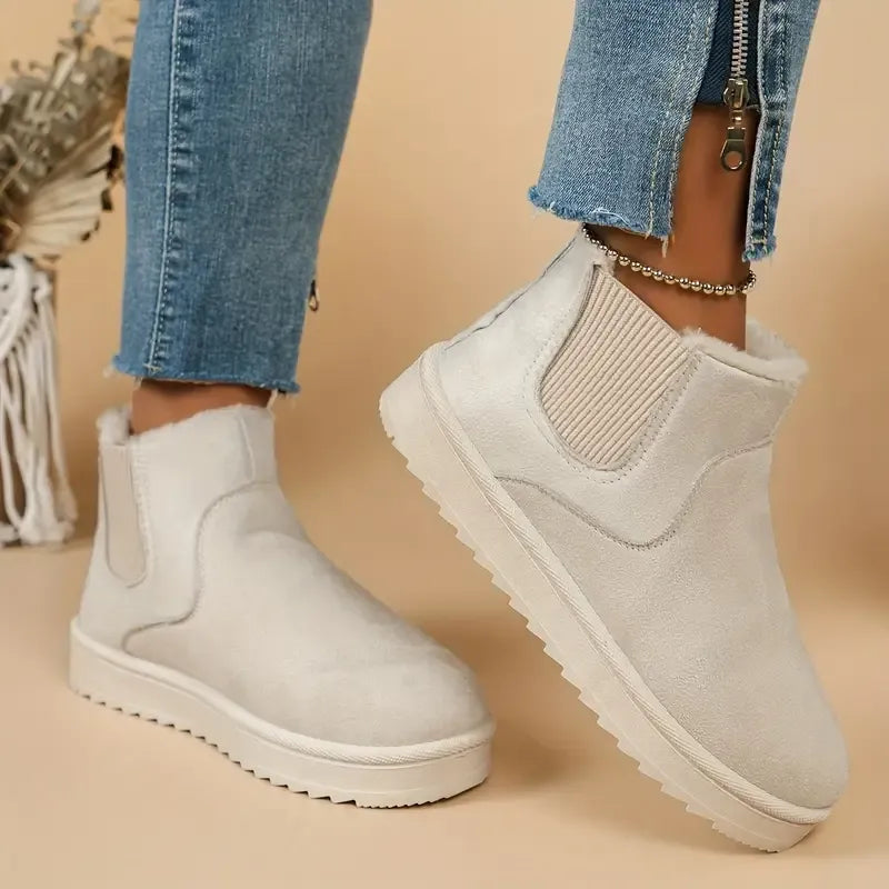 Women's Short Boots with Solid Color and Versatile Style