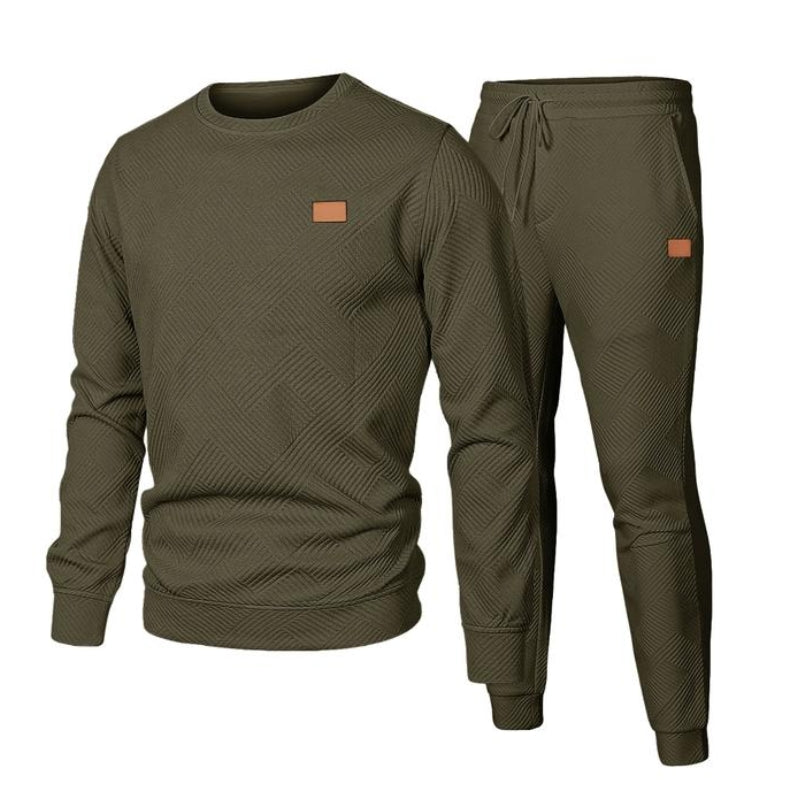 Street-Wave Drake Men's 2 Piece Jacquard Sweatsuit Set With Matching Top And Bottom