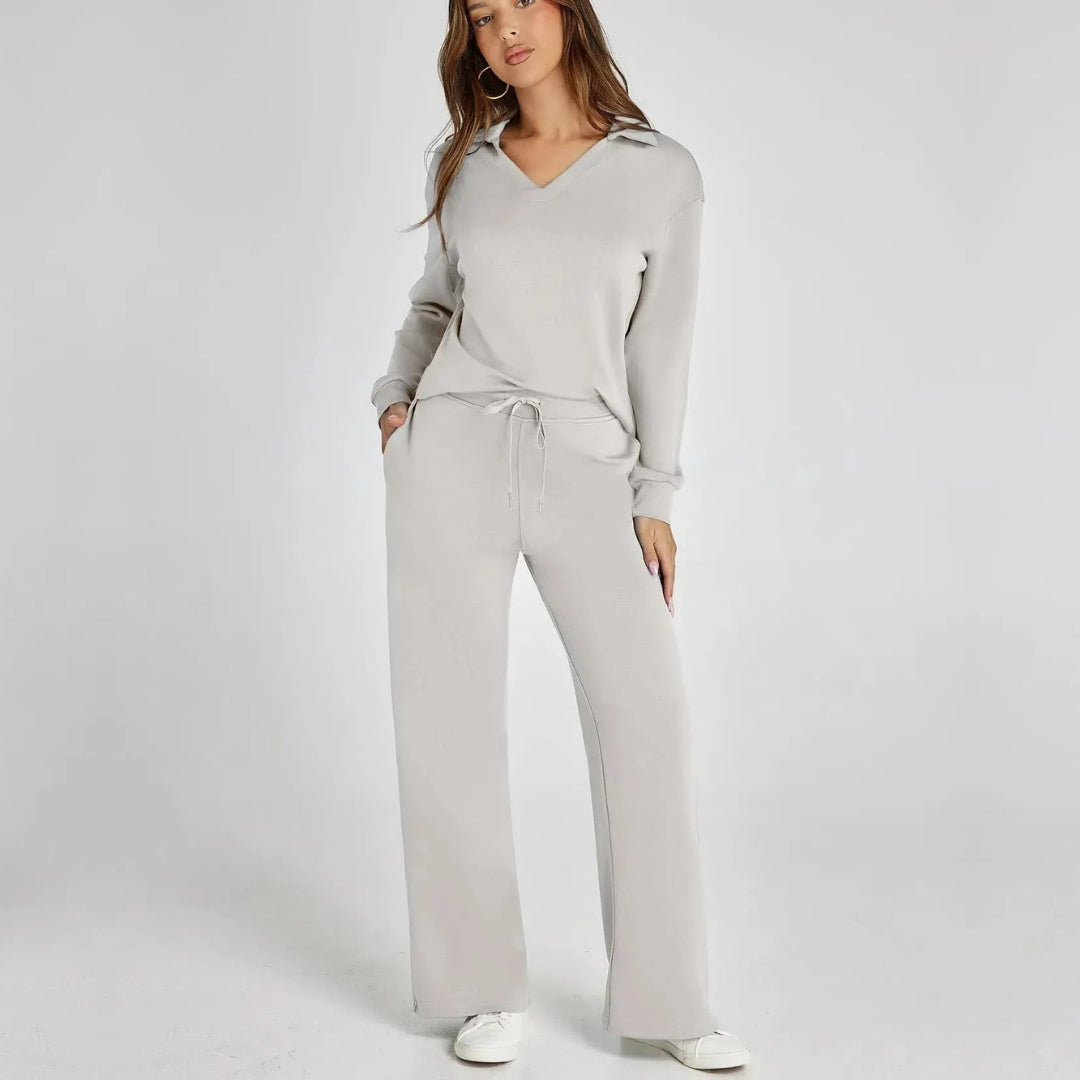 Street-wave Womens Loungewear Set With Wide Leg Pants For Cozy Comfort And Style