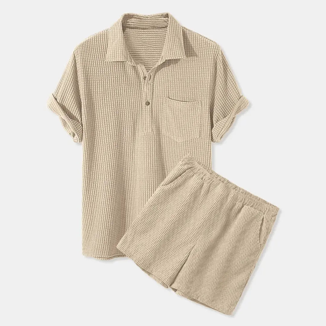 Austin Corduroy Retro Casual Set By Street-Wave Mens Shirt And Shorts Limited Edition Premium Comfort