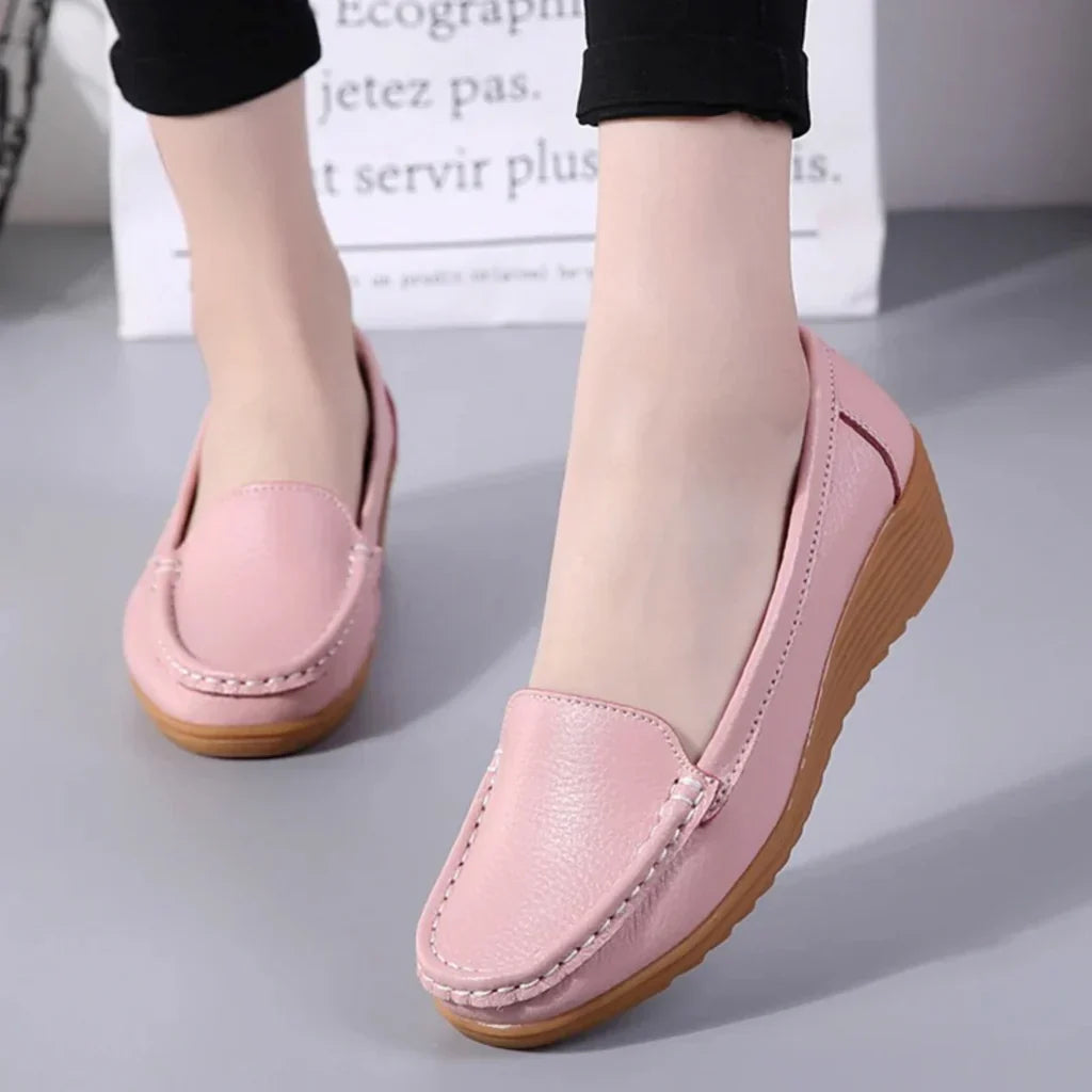 Orthopedic Comfort Shoes For Women Street-wave Premium Leather All Day Support Cushioned Heel