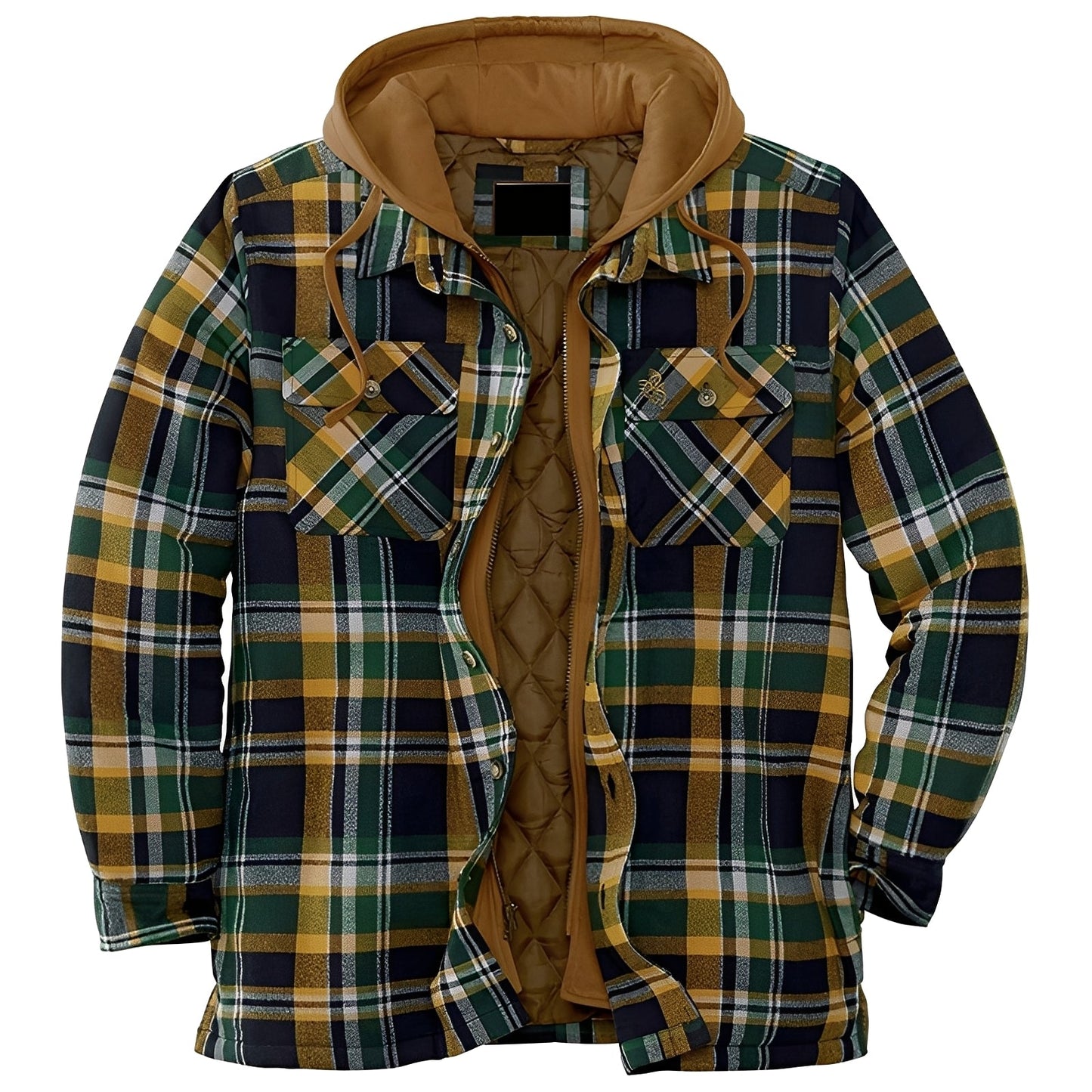 Street-Wave Men Flannel Plaid Jacket With Warm Quilted Lining For Cold Days Durable Craftsmanship Casual Outerwear
