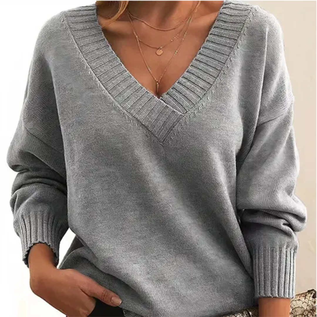 Street-Wave V-Neck Winter Pullover For Women Luxurious Warmth And Cozy Comfort Everyday Style
