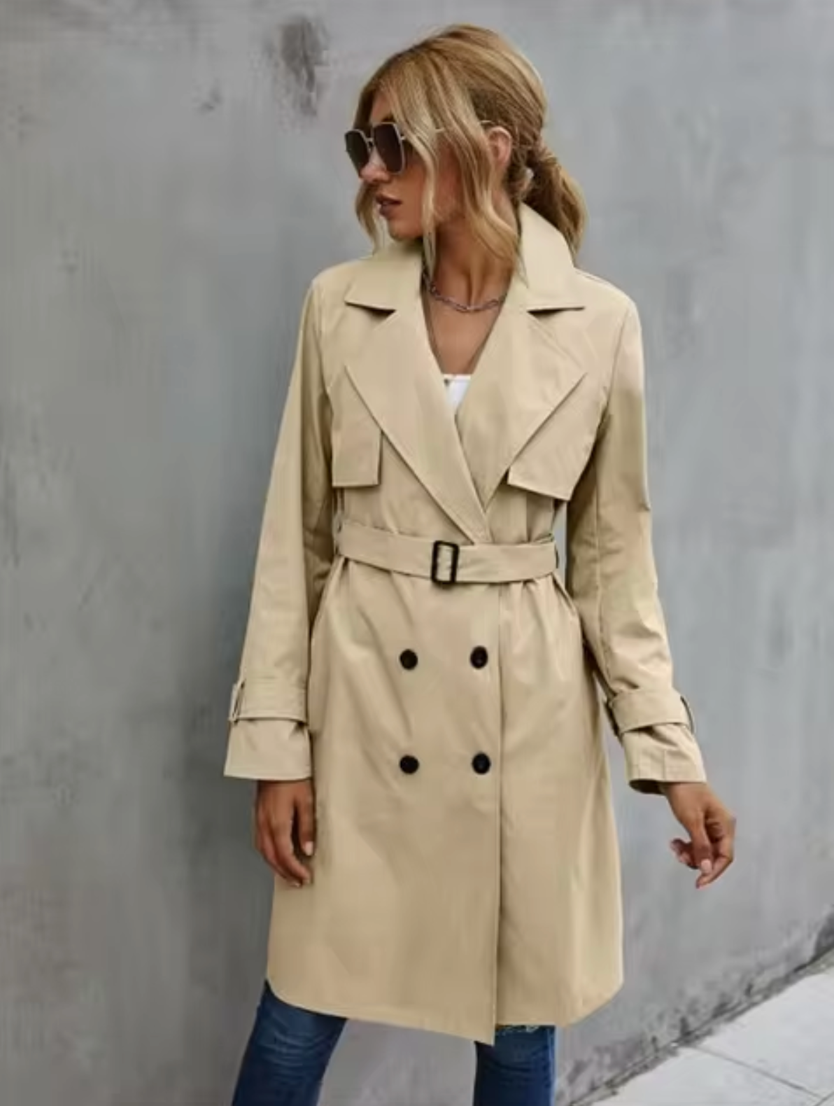 Street Wave Beatrice Women Double Breasted Trench Coat Timeless Versatile