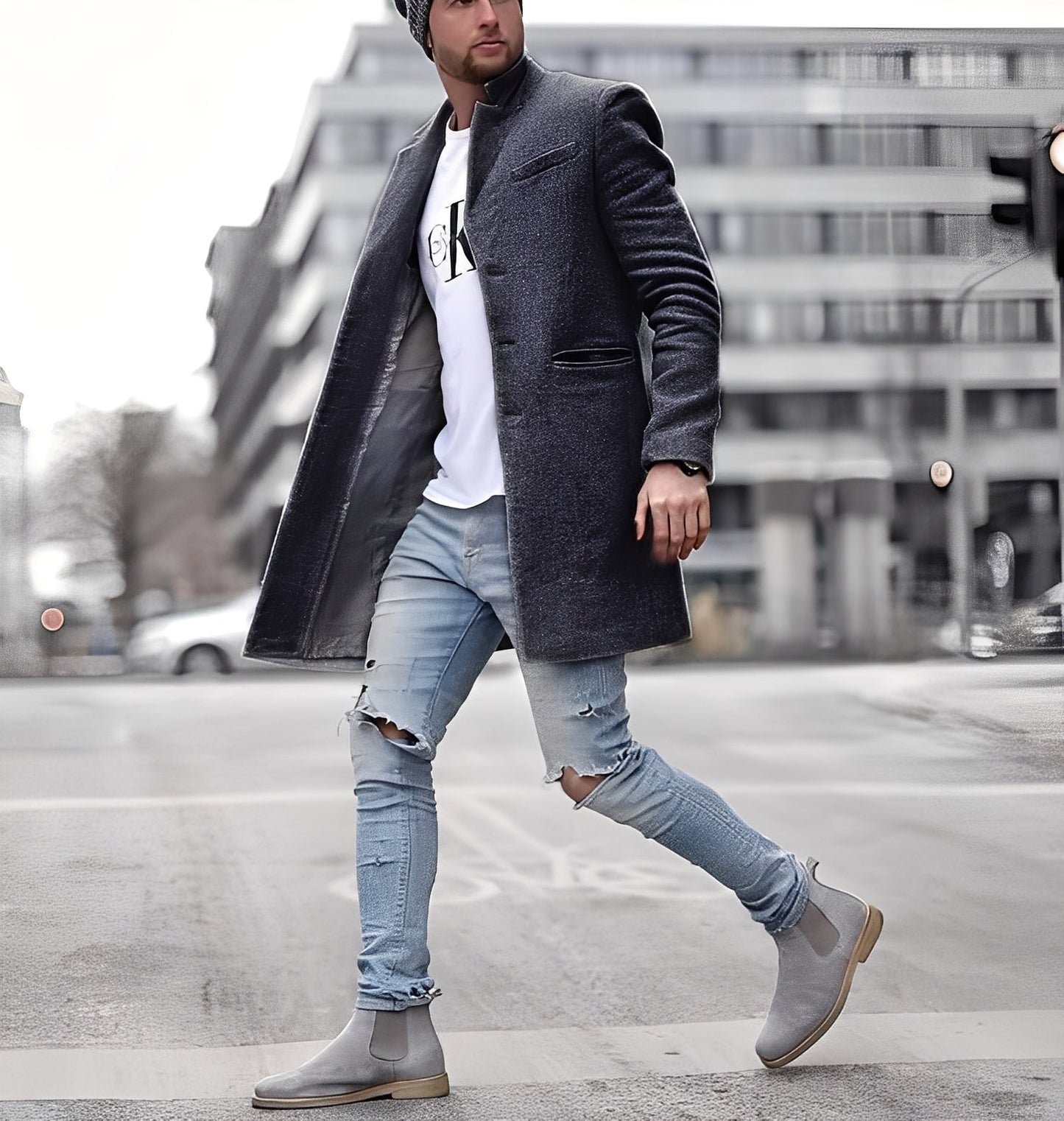 Street Wave Mens Long Wool Coat Warm Casual Yet Refined Versatile Outerwear For Men