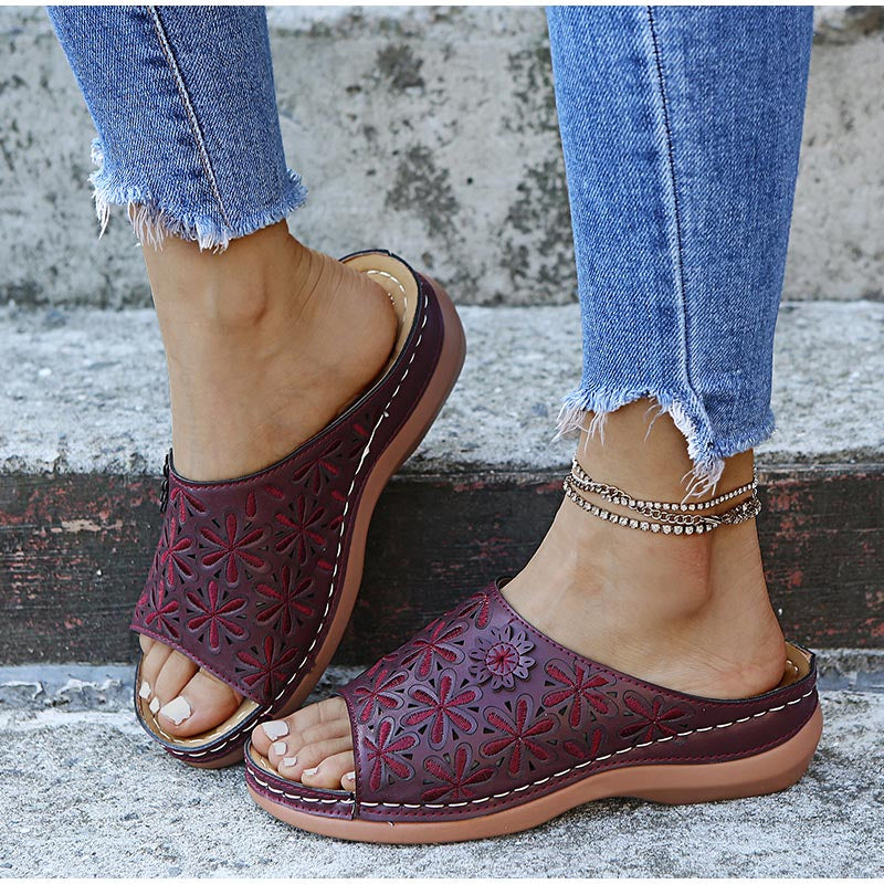 Streetwave Women's Embroidered Sandals Handcrafted Floral Design For Chic Summer Look
