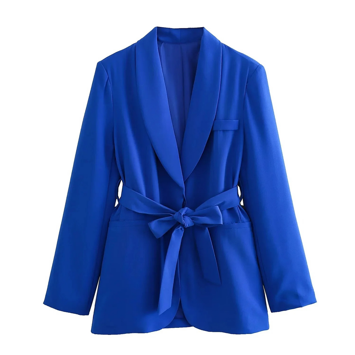 Street-Wave Red Blazer And Pants Set For Women, Elegant Premium City Suit With Belt Tie