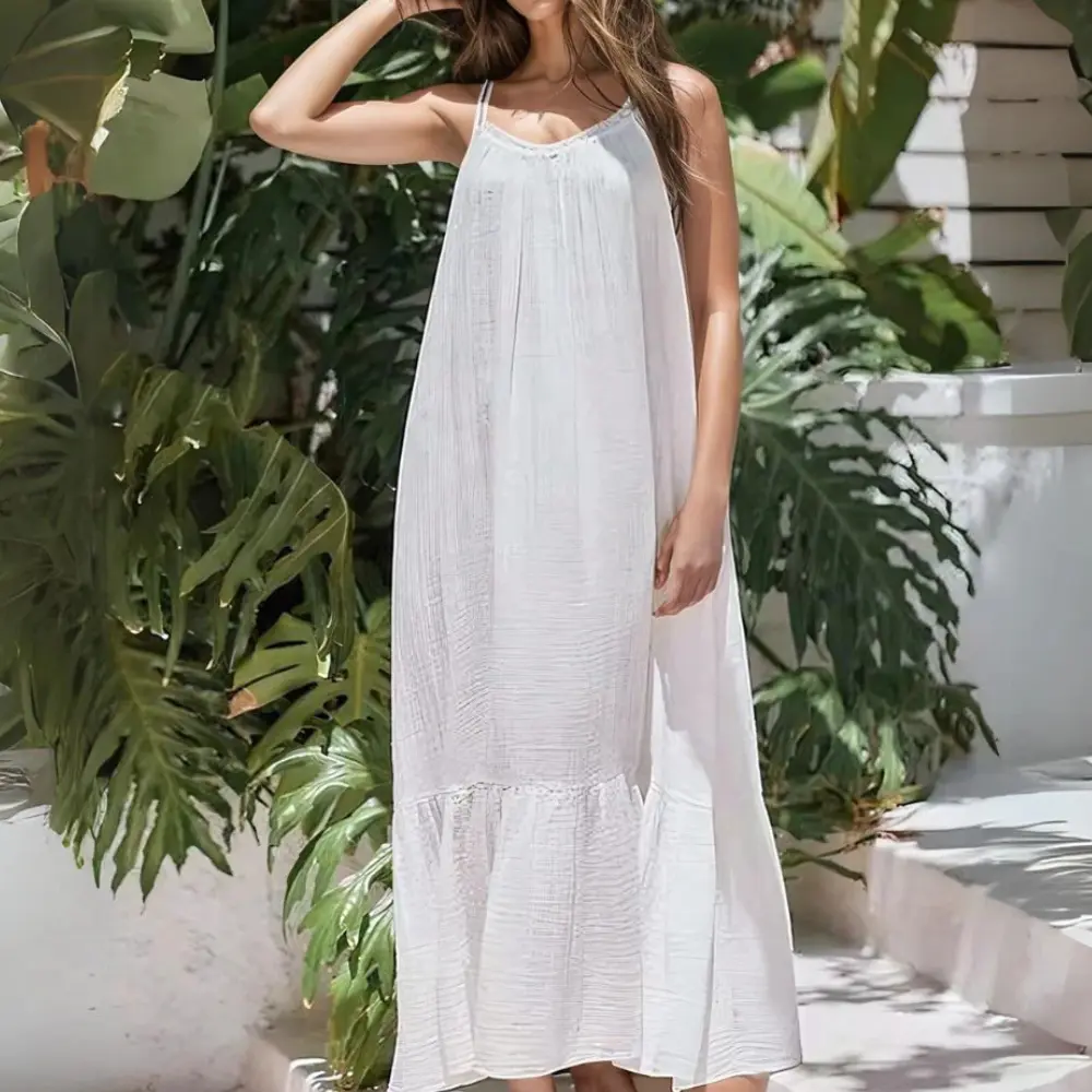 Georgina Ruched Muslin Maxi Dress