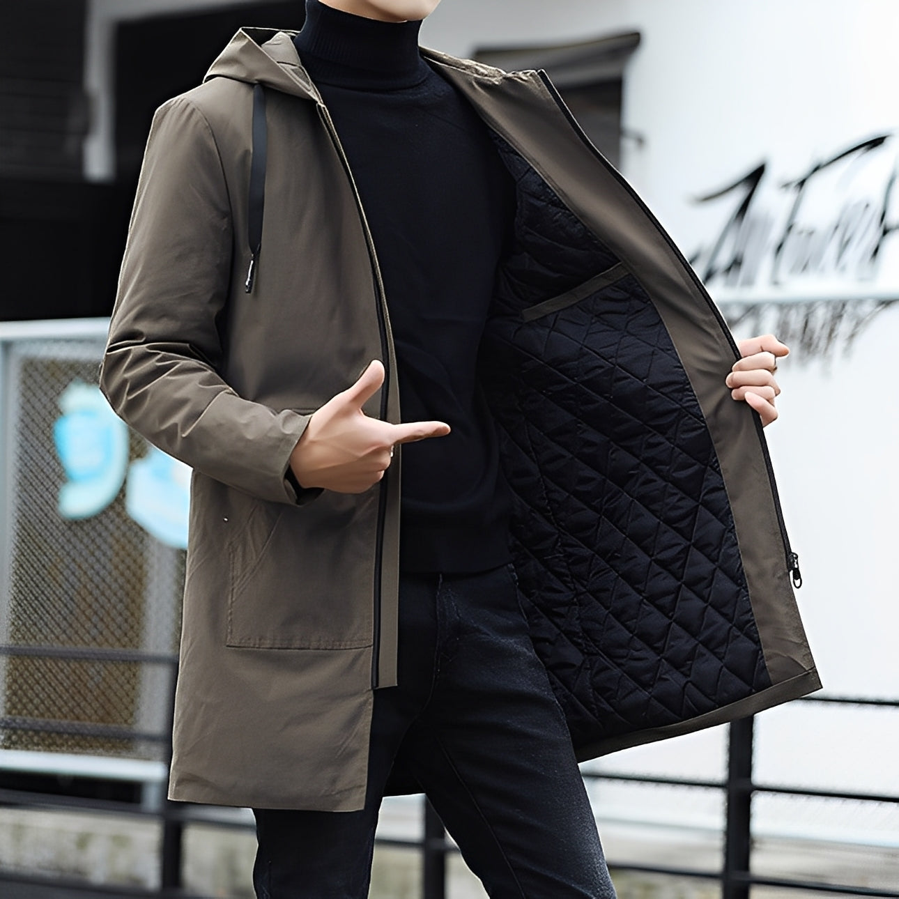 Street Wave Waterproof Hooded Jacket For Men, Thick Insulated Windproof Rainproof Coat, All Weather Comfort