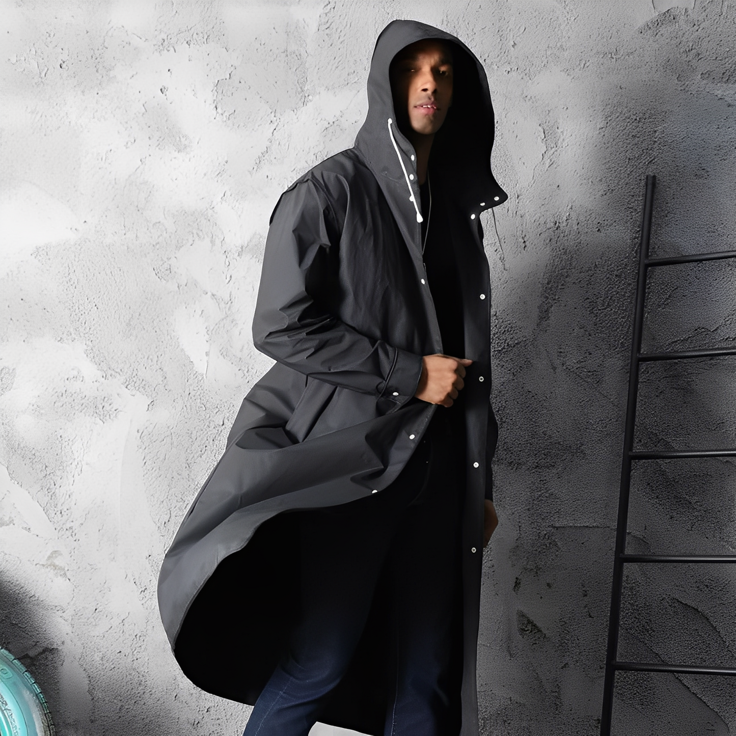Street-wave Waterproof Rain Jacket For Men Hooded All-Weather Protection Coat Everyday Wear