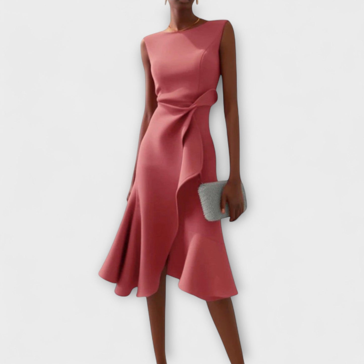 Street-Wave Adeline Cocktail Dress With Asymmetrical Ruffle Midi For Women