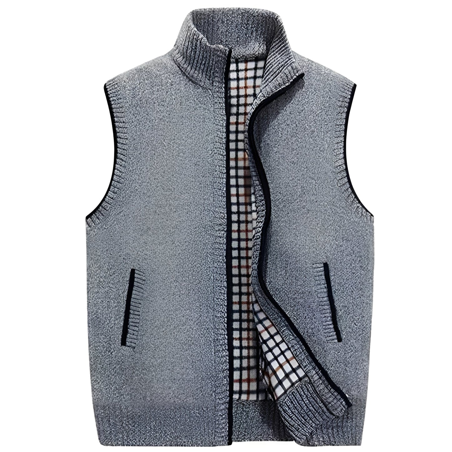 Street-Wave Fleece Lined Jacket For Men Cozy Warmth With Modern Knit Block Design