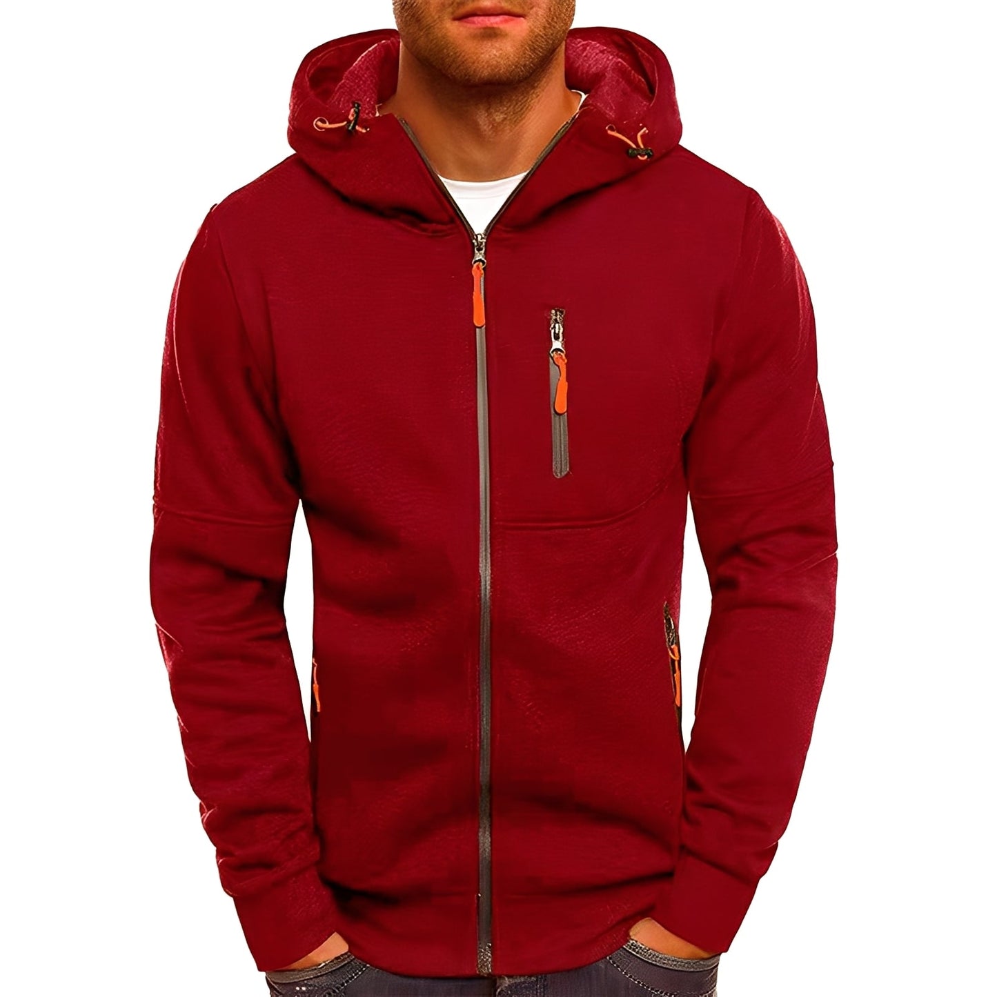 Street-Wave Hoodie Jacket For Men Outdoor Ready Comfort With Secure Zip Pockets And Hood